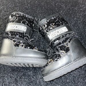 Moschino Kids Sparkling Black Boots